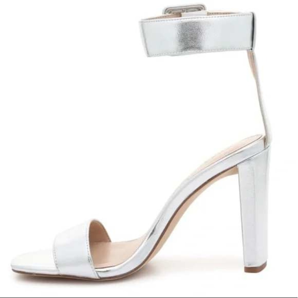 Bcbgeneration Winoni Silver Metallic Block Heel S… - image 2